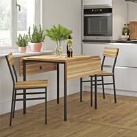 Avenue Greene Sinclair Natural 3-Piece Drop-leaf Wood and Metal Table and Chair Set