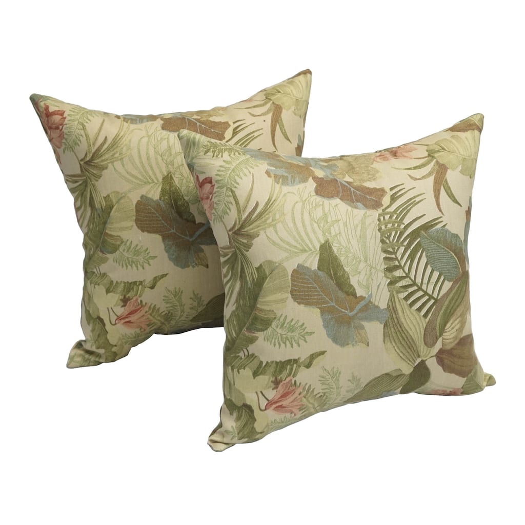 Blazing Needles 18-inch Herb Jungle Indoor/Outdoor Throw Pillow (Set of 2)