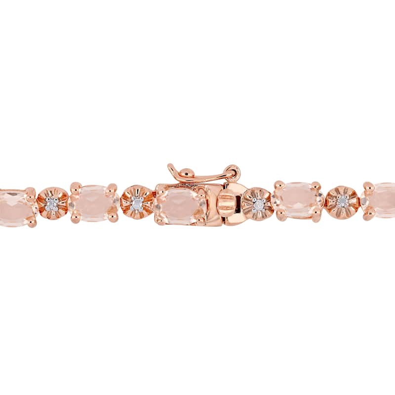 Miadora Rose Plated Sterling Silver Simulated Morganite and Diamond Tennis Bracelet