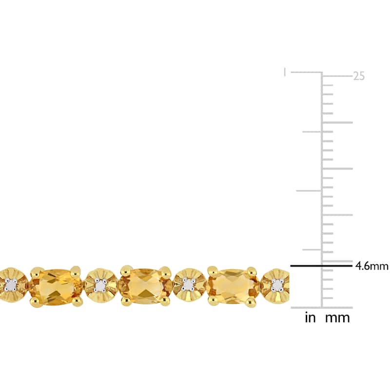 Miadora Yellow Plated Sterling Silver Citrine and Diamond Tennis Bracelet