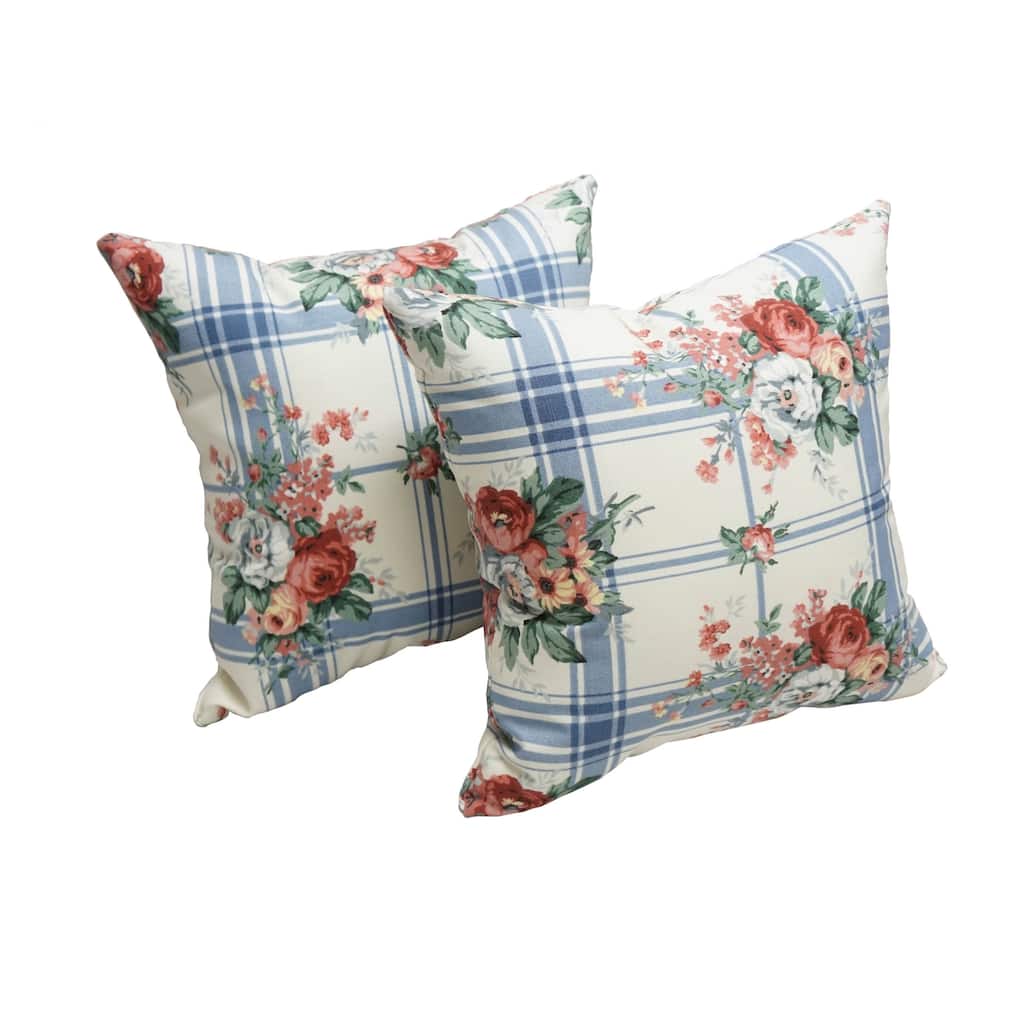 Blazing Needles 18-inch Rose Garden Indoor/Outdoor Throw Pillow (Set of 2)