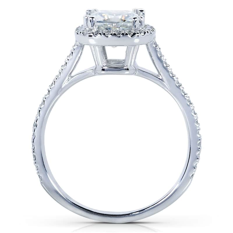 Annello by Kobelli 14k Solid Gold 1 1/3ct TGW Forever One Moissanite and Lab Grown Diamond Halo Engagement Ring (DEF/VS)