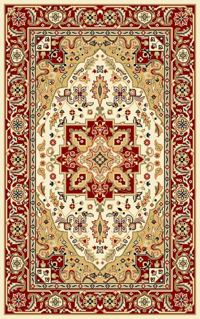 Lyndhurst Collection Oriental pattern Ivory/red Rug (53 X 76)