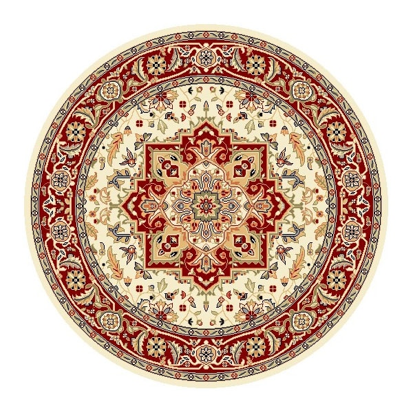 Lyndhurst Collection Ivory/ Red Area Rug (53 Round)