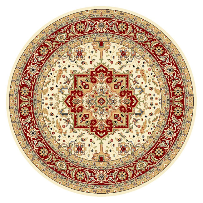 Lyndhurst Collection Ivory/ Red Area Rug (8 Round)