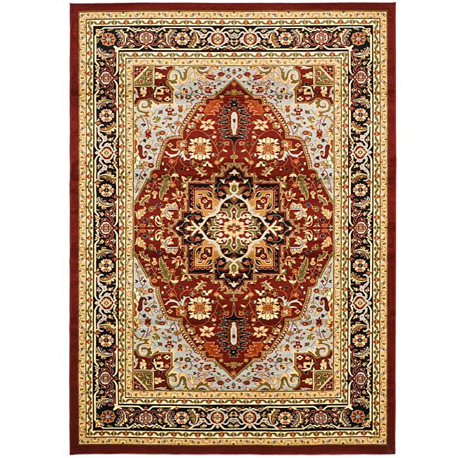 Lyndhurst Collection Traditional Red/black Rug (53 X 76)
