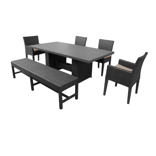 Barbados Rectangular Outdoor Patio Dining Table With 4 Chairs and 1 ...