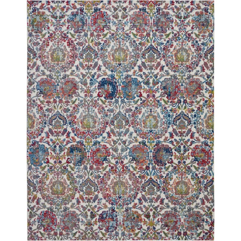 Nourison Global Vintage Ivory/Orange Damask Area Rug