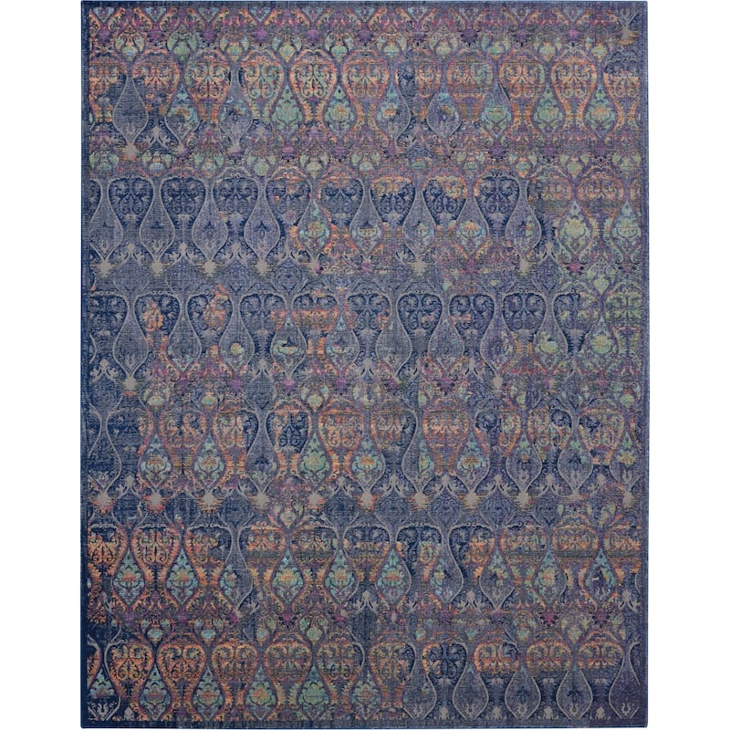 Nourison Global Vintage Navy/Multicolor Moroccan Area Rug - 7' 10" x 9' 10" - Runner/Rectangle