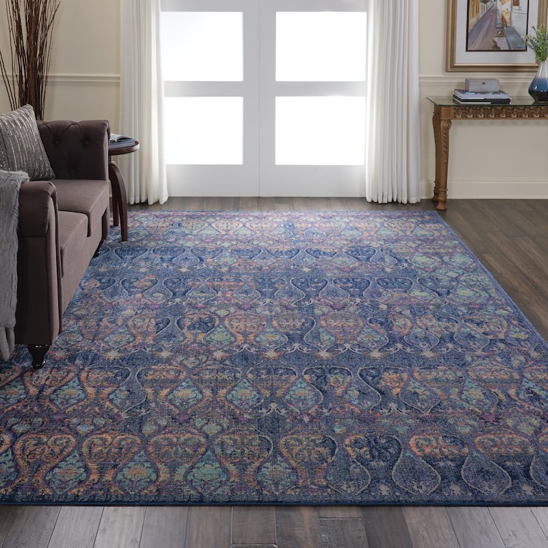 Nourison Global Vintage Navy/Multicolor Moroccan Area Rug