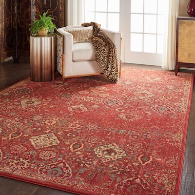 Nourison Somerset Vintage Traditional Brick Red Area Rug