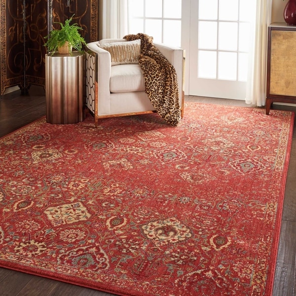 Nourison Somerset Vintage Traditional Brick Red Area Rug On Sale