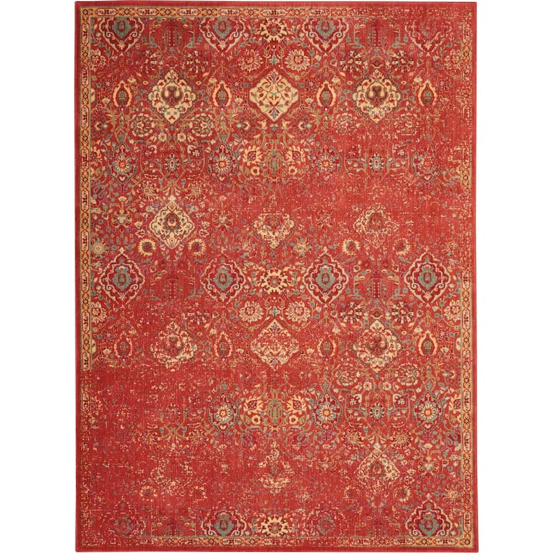 Nourison Somerset Vintage Traditional Brick Red Area Rug