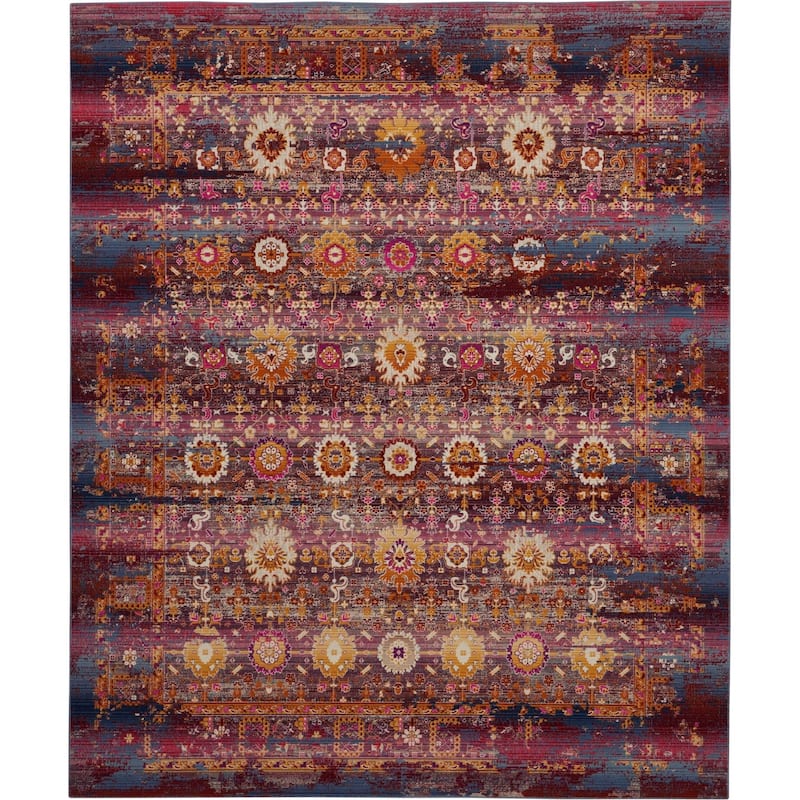 Nourison Vintage Kashan Abstract Distressed Area Rug - 7'10" x 9'10" - Red/Multi - Runner/Rectangle
