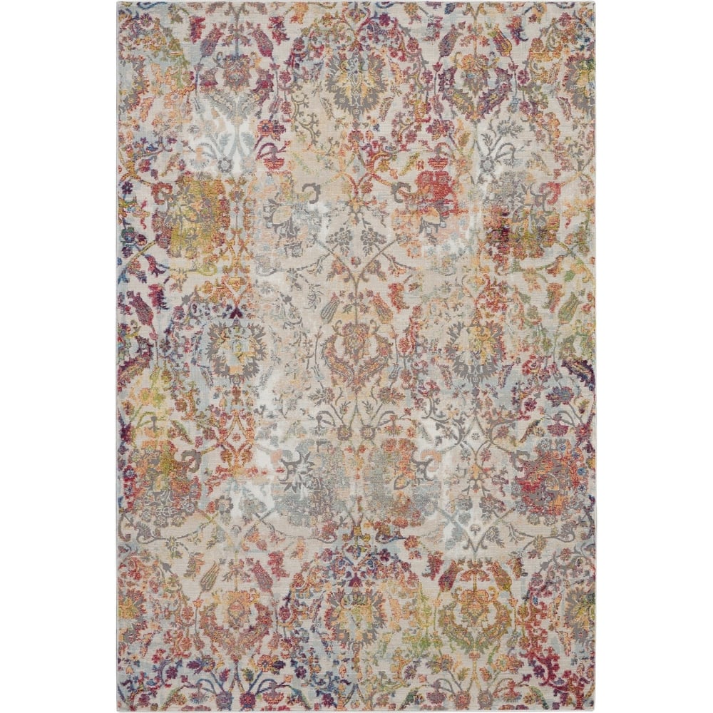 Nourison Global Vintage Ivory/Orange Damask Area Rug