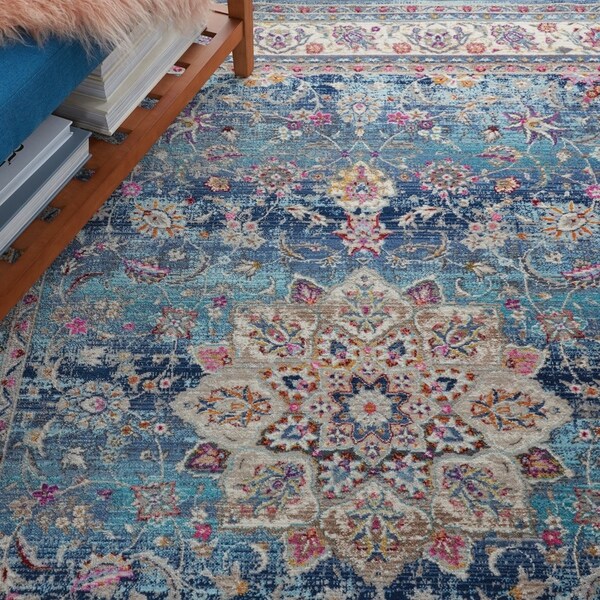 Shop Nourison Vintage Kashan Blue Bohemian Area Rug - 4' x 6' - On Sale