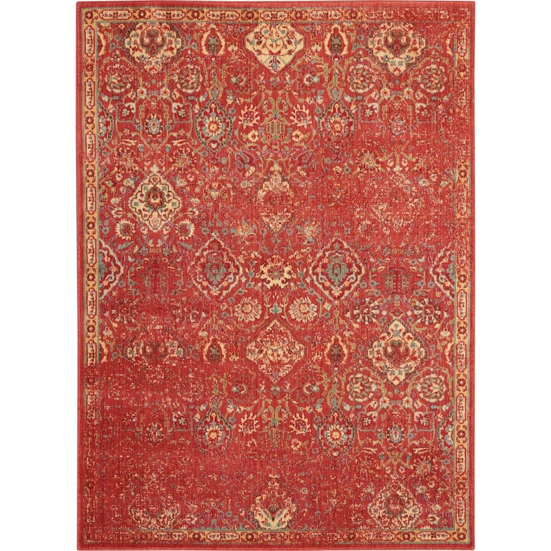 Nourison Somerset Vintage Traditional Brick Red Area Rug - 3' 6" x 5' 6" - Brick - Runner/Rectangle