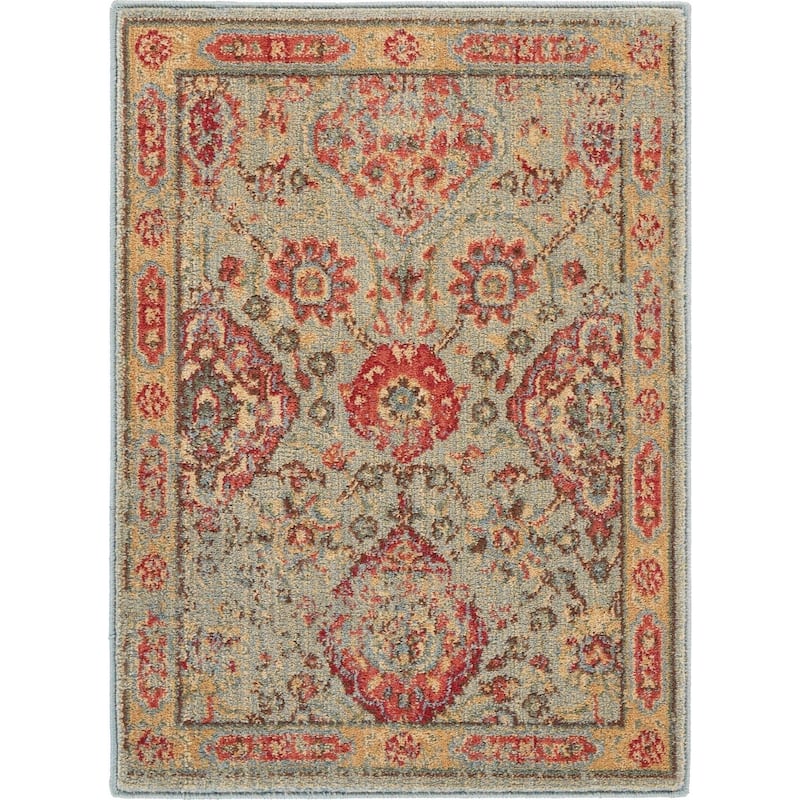 Nourison Somerset Vintage Traditional Brick Red Area Rug - 2' x 2'9" - Light Green - Runner/Rectangle