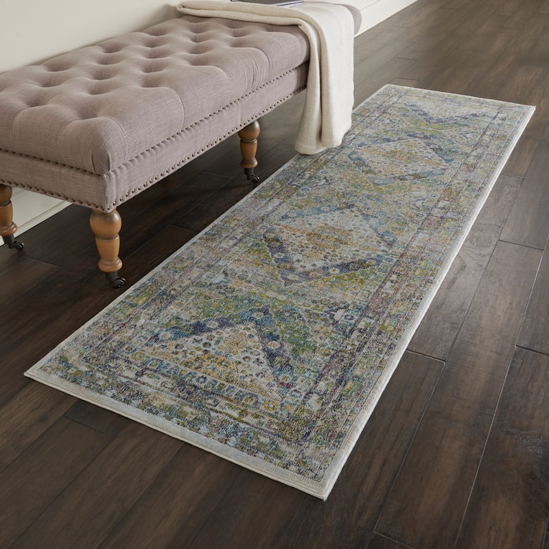 Nourison Global Vintage Blue/Green Traditional Area Rug
