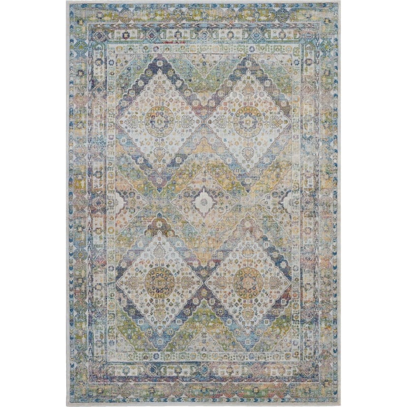 Nourison Global Vintage Blue/Green Traditional Area Rug - 8'10" x 11'10" - Blue/Green - Runner/Rectangle