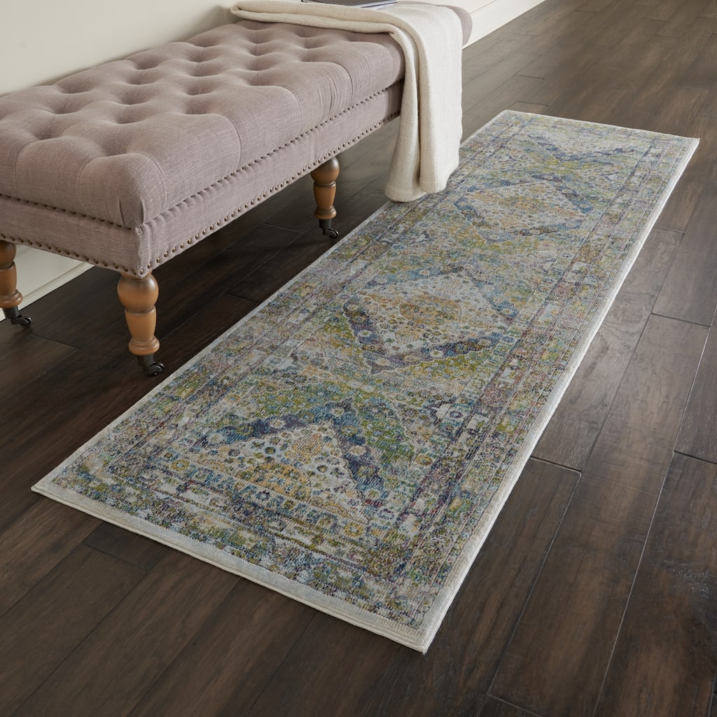 Nourison Global Vintage Blue/Green Traditional Area Rug