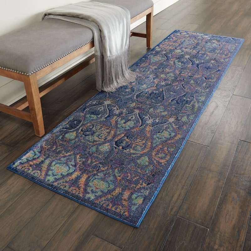 Nourison Global Vintage Navy/Multicolor Moroccan Area Rug