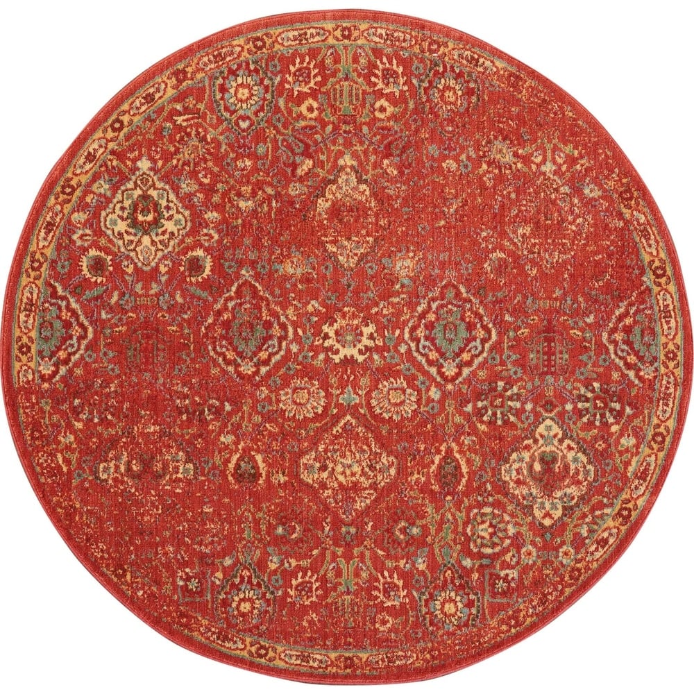 Nourison Somerset Vintage Traditional Brick Red Area Rug