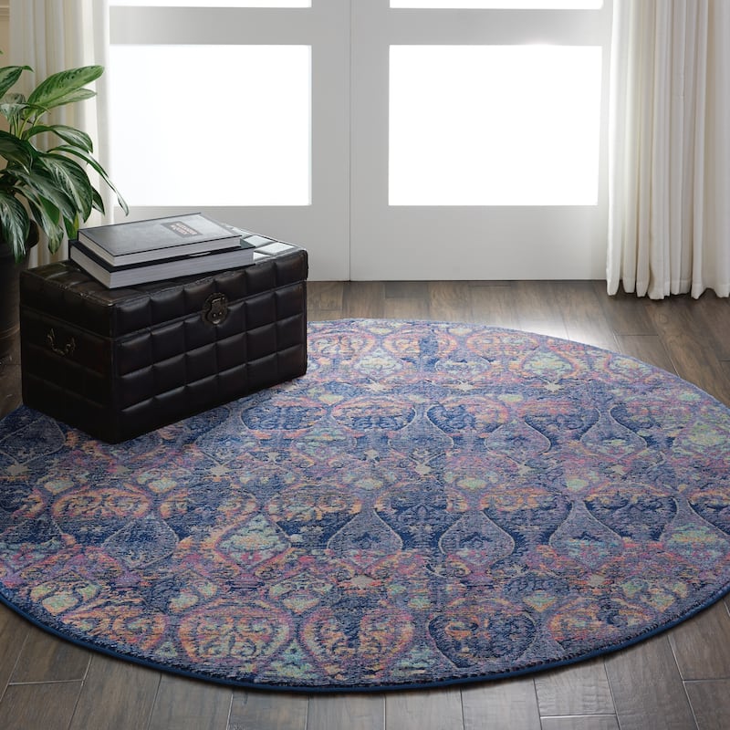 Nourison Global Vintage Navy/Multicolor Moroccan Area Rug