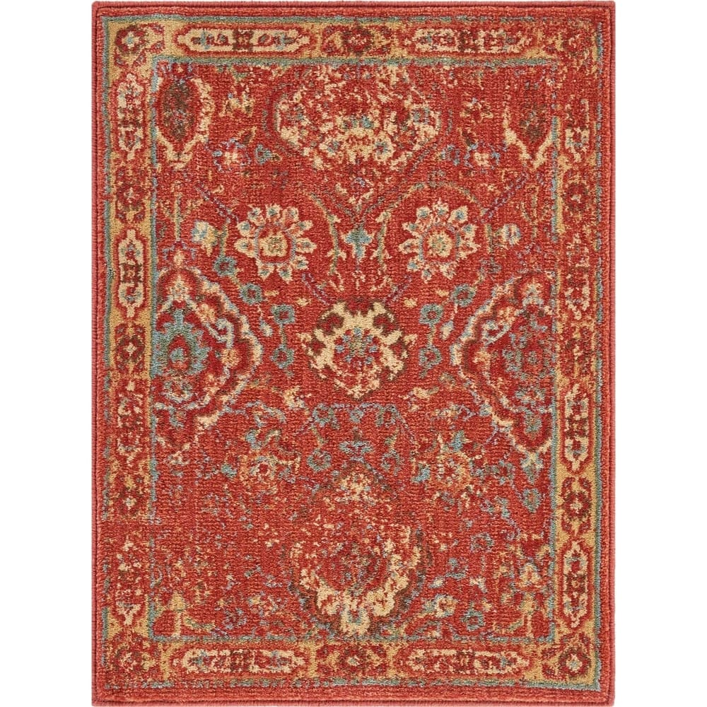 Nourison Somerset Vintage Traditional Brick Red Area Rug