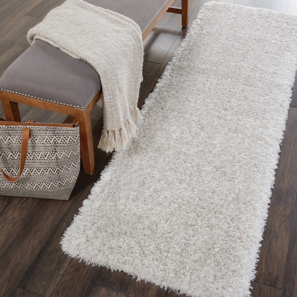 Shop Nourison Ultra Plush Shag Light Grey Runner Rug - 2'2 ...