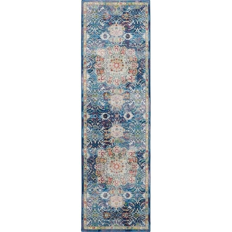 Nourison Global Vintage Blue Medallion Area Rug
