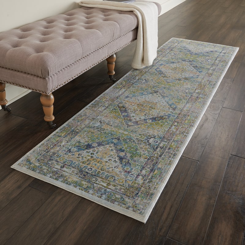 Nourison Global Vintage Blue/Green Traditional Area Rug