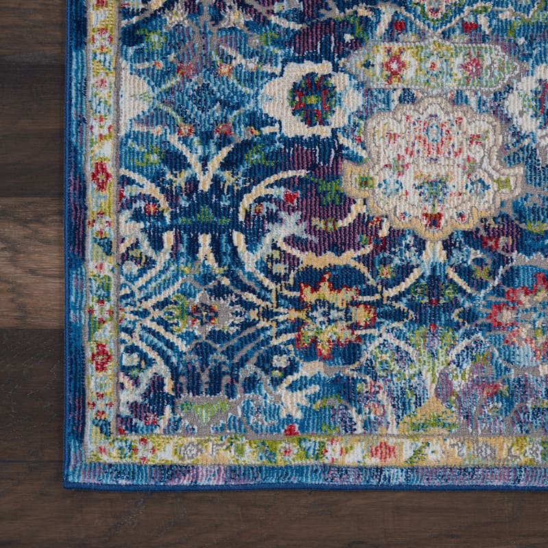 Nourison Global Vintage Blue Medallion Area Rug