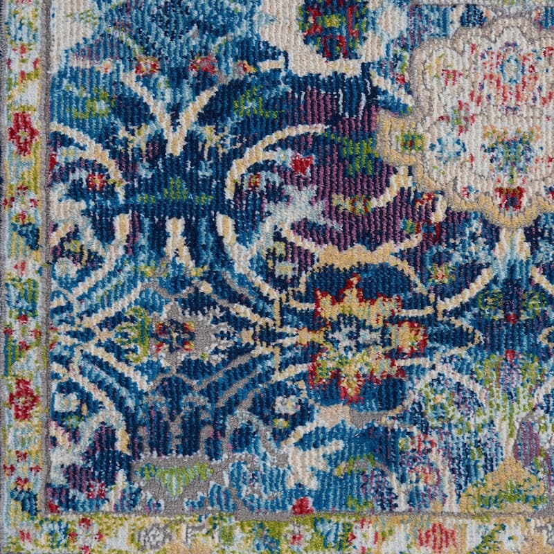 Nourison Global Vintage Blue Medallion Area Rug