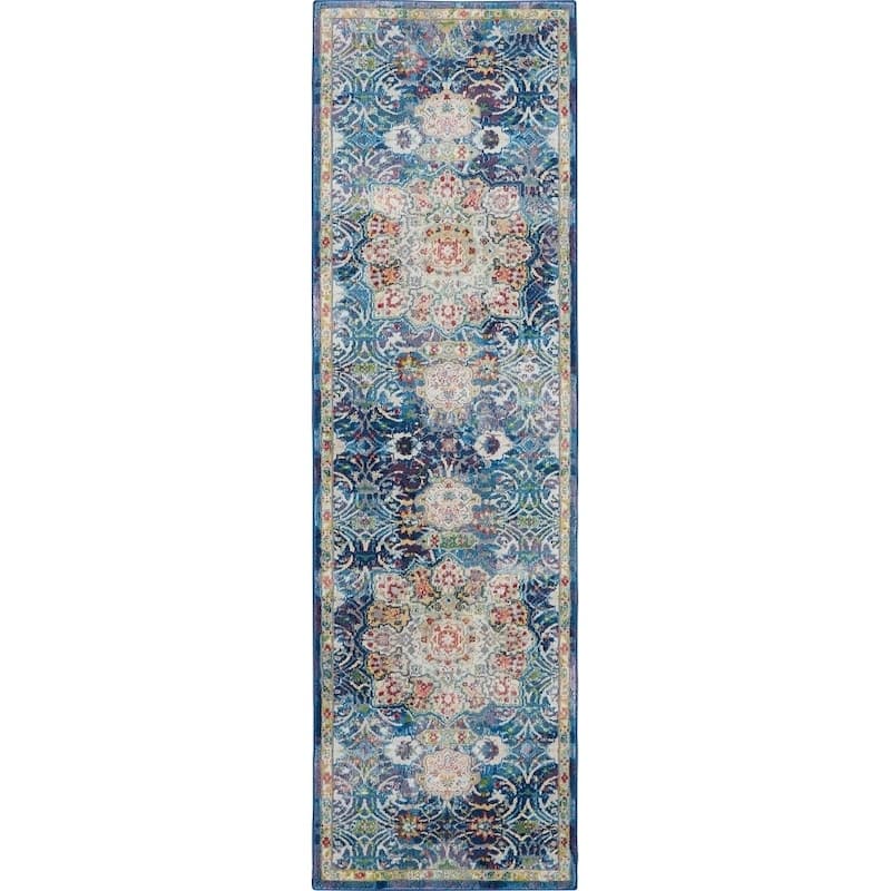 Nourison Global Vintage Blue Medallion Area Rug