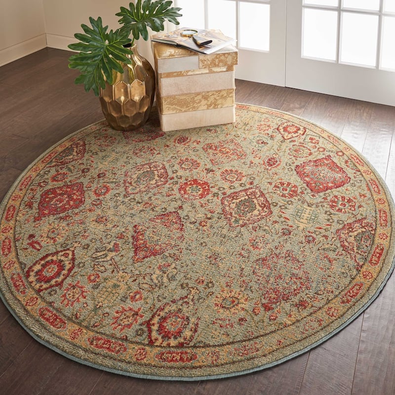 Nourison Somerset Vintage Traditional Brick Red Area Rug