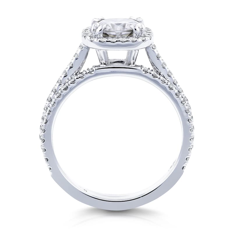 Annello by Kobelli 14k Gold 1 1/2ct TGW Moissanite and Lab Grown Diamond Halo Bridal Rings Set (HI/VS, DEF/VS)