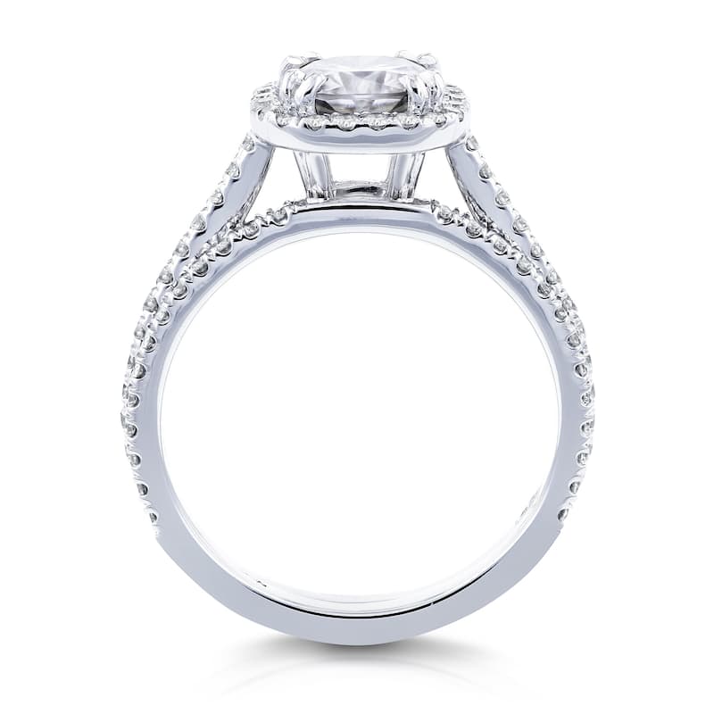 Annello by Kobelli 14k Gold 1 1/2ct TGW Forever One Moissanite and Lab Grown Diamond Halo Bridal Rings Set (DEF/VS)