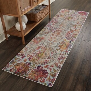 Nourison Global Vintage Ivory/Orange Damask Area Rug