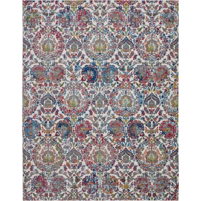 Nourison Global Vintage Ivory/Orange Damask Area Rug