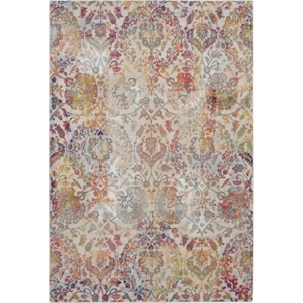 Nourison Global Vintage Ivory/Orange Damask Area Rug
