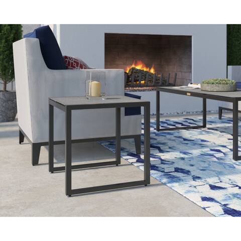 Tommy Hilfiger Hampton Outdoor Side Table with Pebbled Glass