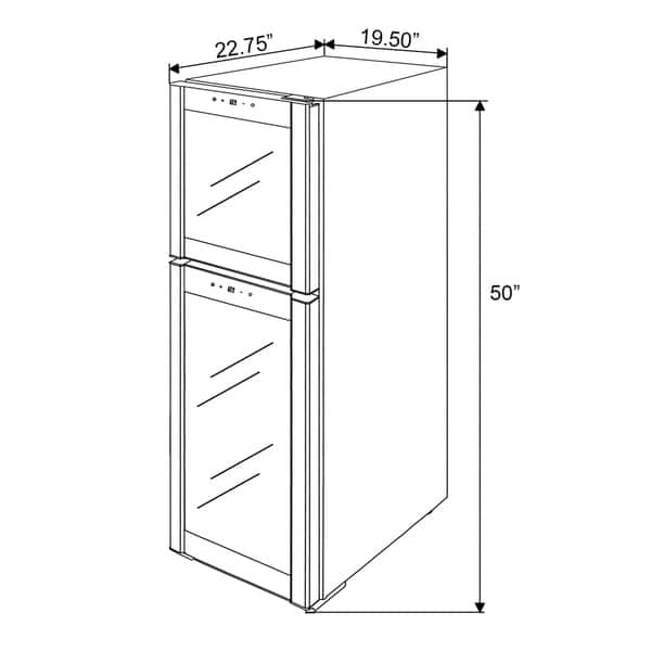 AKDY 50" 58Bottle Touch Panel Dual Zone Wire Wood Shelves Freestanding