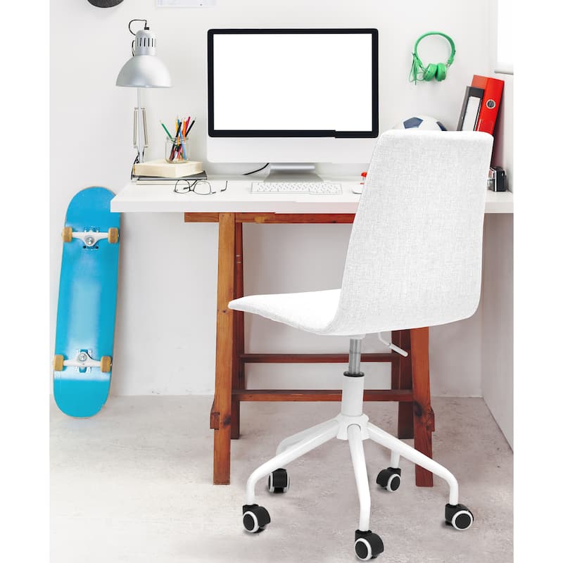 Rolling Linen Office Chair - White