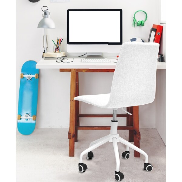 white linen office chair