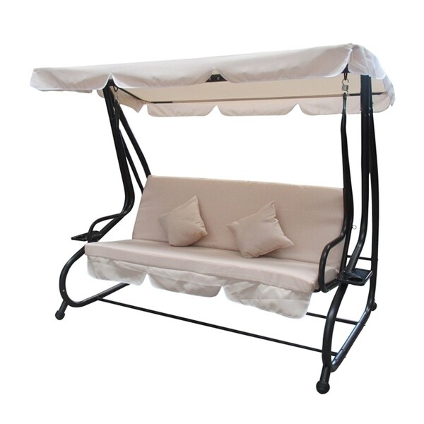 Shop ALEKO Outdoor Garden Porch Patio Swing with Pillows and Cup Holder - Free Shipping Today 