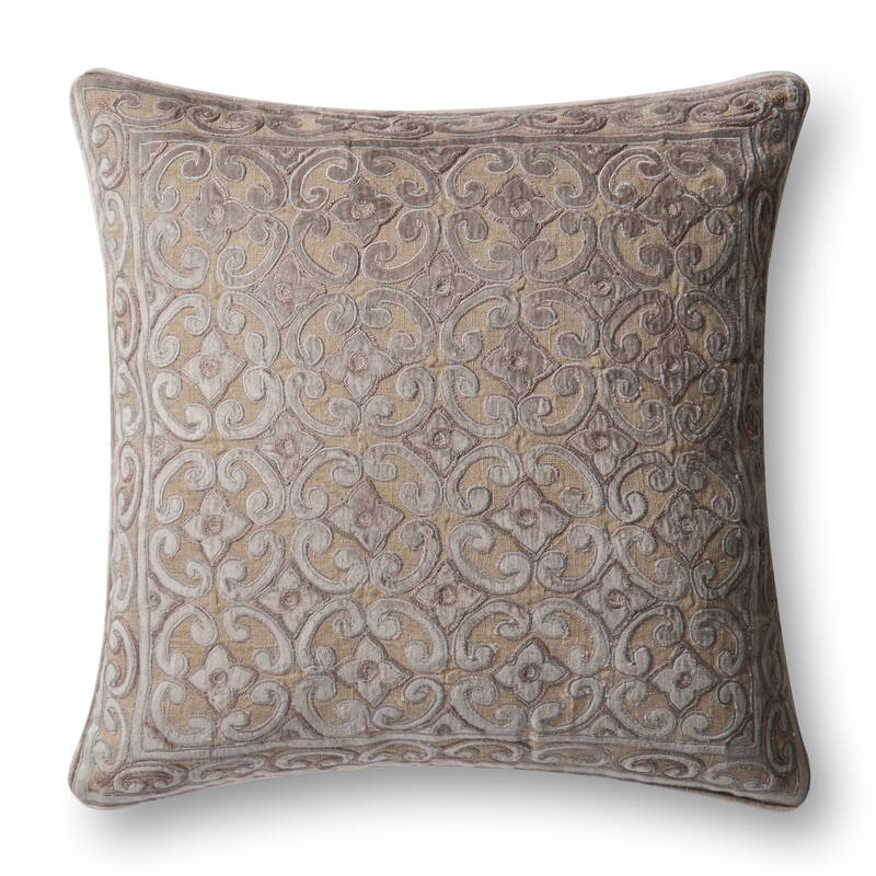 Traditional Medallion Cotton Velvet Applique 22-inch Pillow Cover
