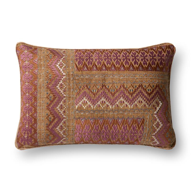 Classic Pink/ Rust Embroidered 13 x 21 Pillow Cover