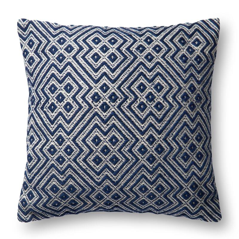 Indoor/ Outdoor Moroccan Geometric 22-inch Pillow Cover - Navy