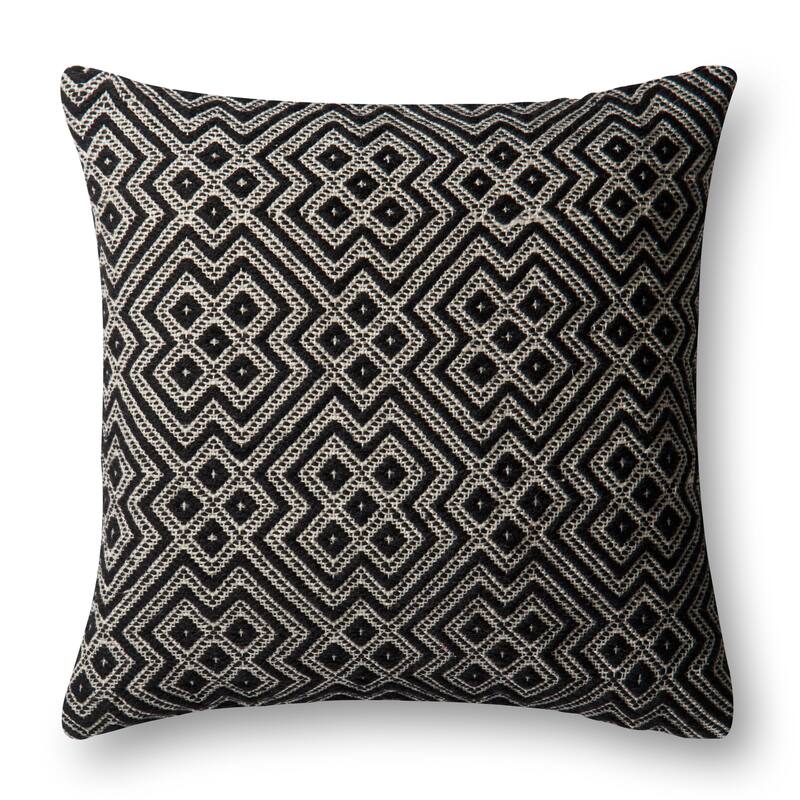 Indoor/ Outdoor Moroccan Geometric 22-inch Pillow Cover - Black